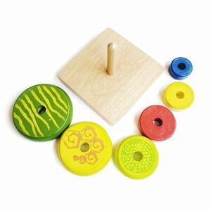 Custom Montessori Wooden Ring Stacker with Haba Rings